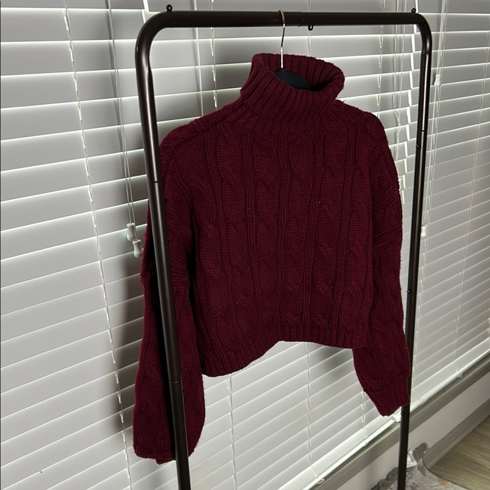 Sweater Bunble Burgundy Cable Knit Half Turtleneck Sweater ( 4 sweaters)